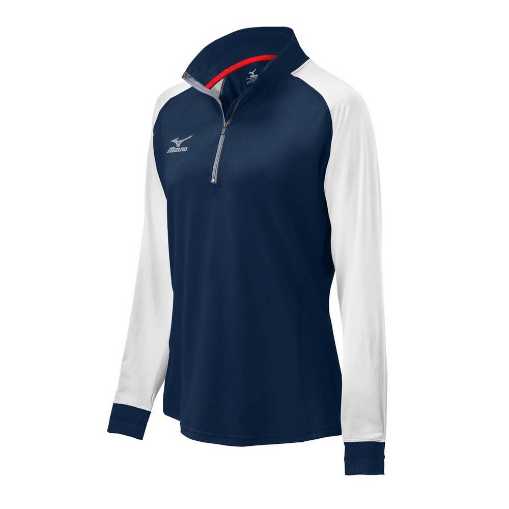 Mizuno Prime 1/2 Zip - Bayan Mont - Lacivert/Beyaz Türkiye (QZJBGO-172)